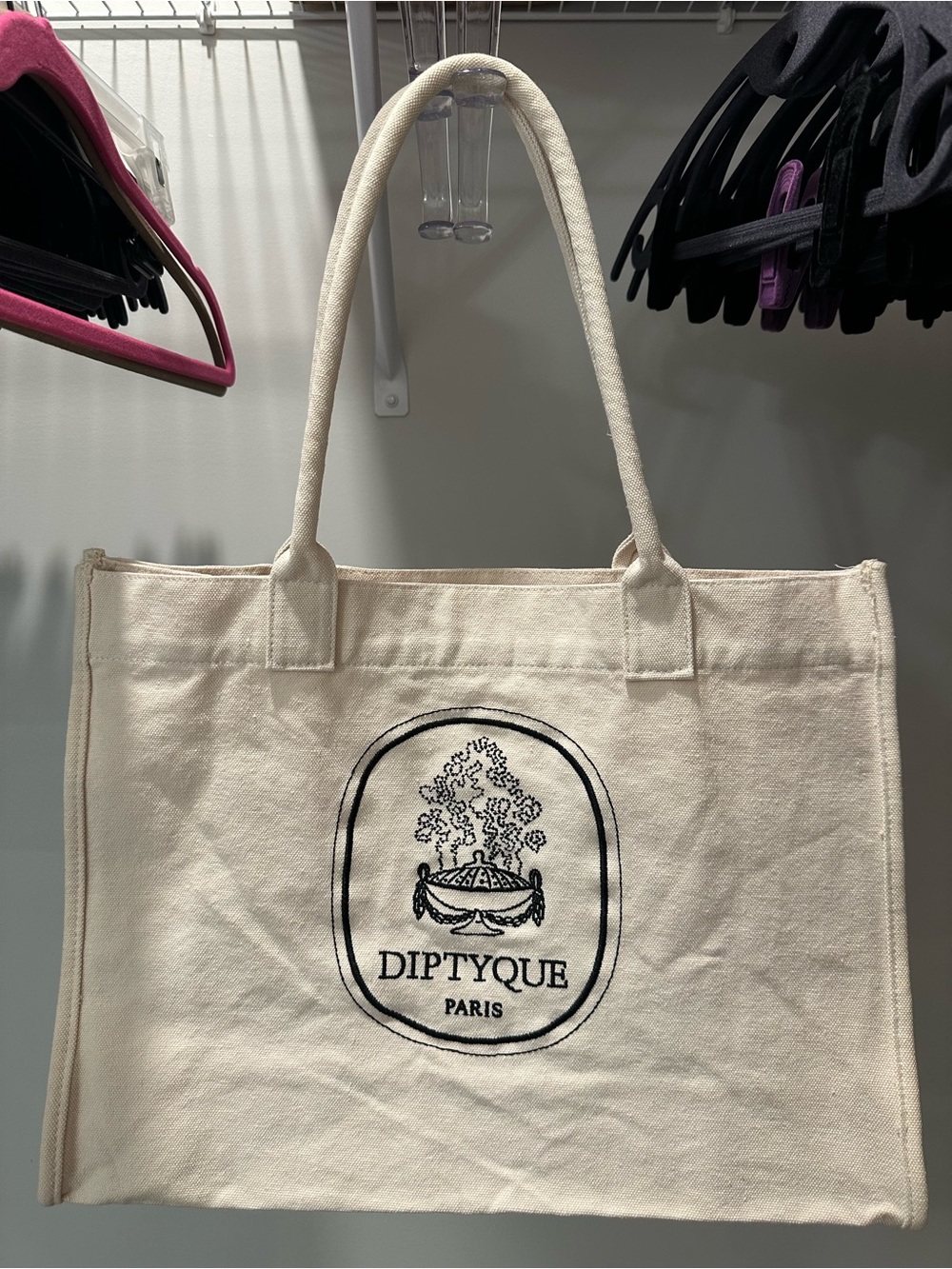 diptyque Cream Canvas Tote with Black Logo